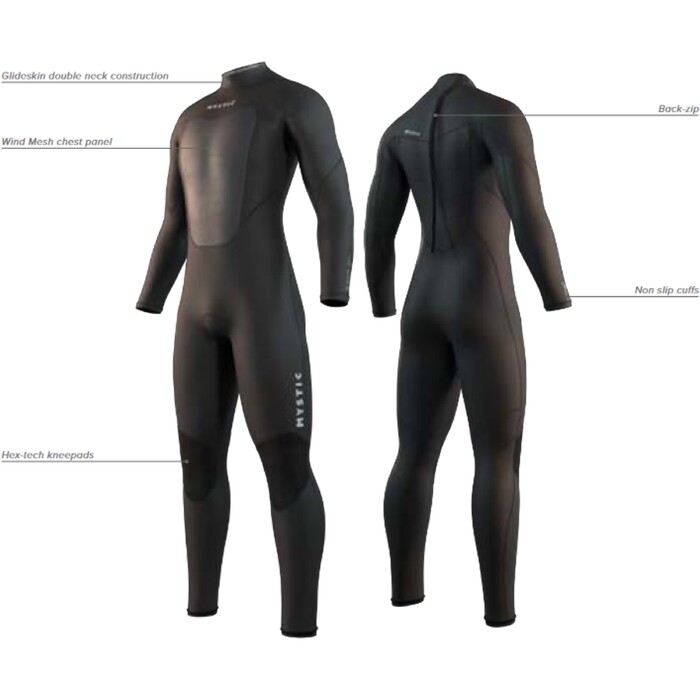 2025 Mystic Hombres Brand 3/2mm Chest Zip Neopreno 35000.250030 - Black